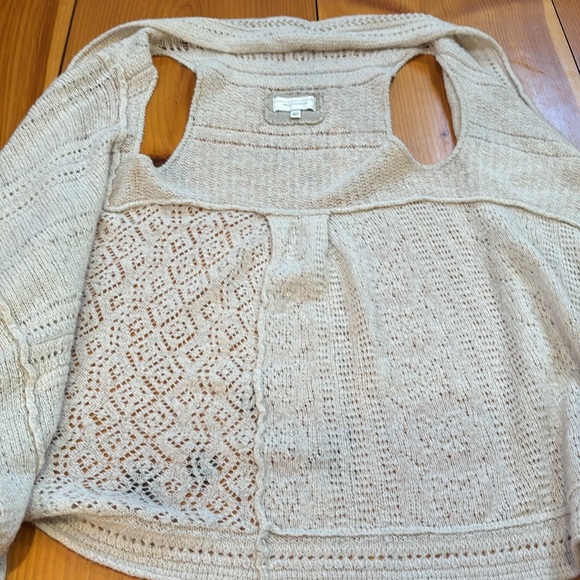 ANGEL OF THE NORTH XS/S Cream Wool Blend Knit Sleeveless Cardi Cardigan Drape - Picture 3 of 8